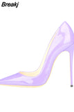 Women Pumps Light Purple Patent Leather Pointed Toe Women Shoes High Heel 12 cm Stiletto Party Shoes Women QP017
