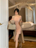 Fashion Knitted Dress Women Long Sleeve Short Party Dress Elegant 2023 Autumn Slim Sexy Y2k Mini Dress Casual Female