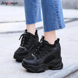 Chunky platform shoes Women 2024 Fashion Ladies Platform High Wedges mesh Casual Shoes Woman Chunky Black