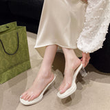 Women Pumps Sandals PVC Jelly Slippers Open Toe High Heels Women Transparent Perspex Slippers Shoes Heel Clear