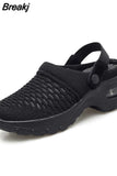 Summer Platform Sandals Women Mesh Sneakers Breathable Slip on Buckle Strap Female Beach Outdoors Shoes
