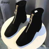 Autumnn Early Winter Shoes Women Boots Fashion Ladies High Heels Boots Women Ankle Boots Square Heel 6cm