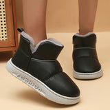 Leather Waterproof Snow Boots for Women 2023 Winter Non Slip Thick Plush Ankle Boots Woman Soft Sole Warm Cotton Padded