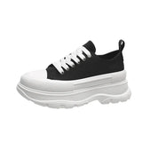 Canvas Chunky Platform Sneakers Woman Spring Summer Thick Bottom Sport Shoes Women Black White Lace Up Skateboard