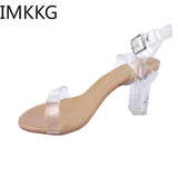 Women's Sandals 2023 Transparent Pvc Sandals Woman Elegant Clear Heel Wedding Dress Shoes Ladies