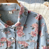 Floral Print Denim Jacket for Women 2023 New Autumn Fashion Long Sleeve Single Breasted Short Jeans Coat Casual