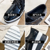 Breakj New Women Flat Platform Shoes Slip on Moccains Ladies Casual Shoes Woman Thick Sole Brogue Creepers Frenulum