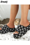Heeled Women's Slippers 2023 European Style Comfy Walking Beach Sandal Summer Outside Simply Lady Slippers Plus Size