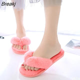 Women 2022 Winter Female Flip Flop Fashion Plus Size Soft Furry Slippers Women Non Slip Indoor Floor Slides Zapatos