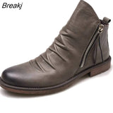 Leather Boots Men 2022 Autumn Shoes Male Leather Casual Boots Men Comfy Anti-Slip Lace-up