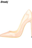 Color Classical Women Pumps 12 cm Stilettos Shallow Pointed Toe Thin High Heels Woman Party Shoes Pink color QP004