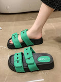 Shoes Woman 2024 Slippers Flat Platform Pantofle Luxury Slides New Rubber Designer Fashion PU Female Shoes Womens Slippers