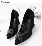 Sexy Leopard Crystal Shoes Pumps 2023 Autumn Shallow Mouth Slope Shoes Woman European American Pointed Wedges Singles