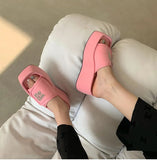 Summer Women Platform Slipper Fashion Open Toe Thick Sole Wedges Sandalias Ladies Elegant Outdoor Beach Vacation