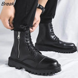 Men's High-Top British Korean Tooling Boots All-Match Trendy Shoes Spring Autumn Winter Middle-Top Men's Boots Casual