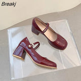 Shallow Mouth Women Mary Jane Shoes 2023 Summer New French Temperament Thick Heels High Heels Simple and Elegant