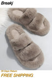 Women Fluffy Slippers Winter Warm Slippers Woman Flat Platform Slippers High Quality Furry Faux Fur Slides for Women