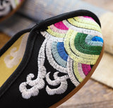 Breakj Spray Embroidered Cloth Shoes Retro Women's Cloth Slippers