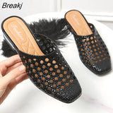 New Summer Outdoor Beach Shoes Slippers Soft Women's Sandals Hollow Out Mid Heel Footwear Antiskid Closed Toe