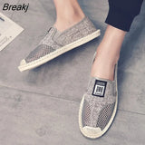 Linen Breathable Casual Flats Shoes Mens Espadrilles Loafers Fashion Slip on Canvas Shoes Fisherman Driving