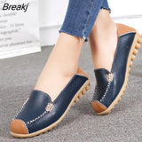 Spring Autumn Shoes Woman Genuine Leather Women Flats Female Moccasins Shoe Slip On Women's Loafers Big Size