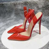 Transparent Fuchsia Pink Women PVC Pointy Toe High Heel Shoes Summer Designer Ladies Slingback Stiletto Pumps