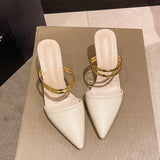 Women 2023 Summer High Heels Slippers Pu Heeled Sandals Stiletto Ladies Shoes Fashion Female Shoes
