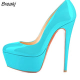 Women Pumps Extremely High Heels Shoes14cm Sexy Patent Leather Woman Wedding Party Shoes Stiletto Red