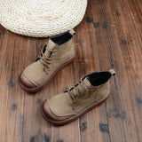 Retro Short Boots Japanese Thick-Sole Students Doll Shoes Mori Round Head Lace-Up Ankle Boots College Wind Womens