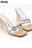 Slides Shoes Womens Slippers Outdoor Pantofle Heeled Mules Low Jelly 2023 High Thin Basic Rubber Crystal Sexy Rome