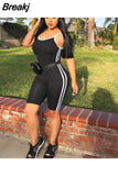 Striped Women Skinny Bodysuits Black Backless Rompers Playsuits Casual Streetwear 2023 Fashion Casual Bodysuit 3XL