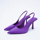 Breakj 2023 New Pointed Thin Heel Single Shoes Behind The Empty Bag Head Sandals High Heel Shoes Green Women