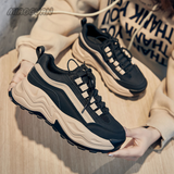 Women Spring Women's Sneakers Height Increasing Beige Black Autumn Chunky Shoes Leisure Shoes Lace Up Zapatillas