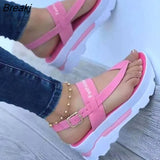 Women Golden Sandals Platform Heels Cross Strap Ankle Peep Toe Beach Party Ladies Shoes Zapatos Sandals shoes for