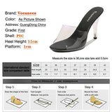 Summer Women Shoes New Fashion Leopard Print Slippers Crystal Open Toed Sandals Women Sexy Transparent Heel 11cm High