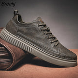 Men Spring Autumn Casual PU Leather Shoes Trend Men's Shoes Wild Mens Flats Shoes Waterproof Non-slip Board Shoe Male