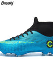 Men Soccer Shoes Turf Black Kids Cleats Training Football Boots High Ankle Sport Sneakers Size
