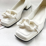 Women's Thick Heel Square Toe Mary Jane Shoes Classic Patent Leather Dress High Heels French Style Femme Party Wedding