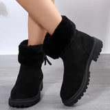 Non Slip Warm Fur Snow Boots Women Thick Bottom Faux Suede Winter Boots Woman Zipper Platform Ankle Botas Mujer