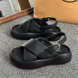 2023 Summer Women platform Sandals High Platform Leather Flip Flops Beach Comfort Casual Thick Bottom Slides Sandals