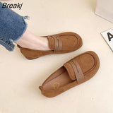 New Ladies Flat Shoes Casual Shoes Non-Slip Driving Shoes Leather Comfortable Flat Shoes Black