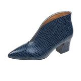 Spring and Autumn New Fashion Solid Color Plaid Leather Top Pointed V-shaped Outwear Women High Heels Women's
