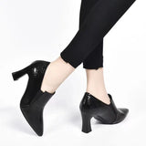 Spring and Autumn New Fashion Pointed Outwear Solid Color Versatile Black Large Women's Shoes High Heel Single Shoe