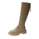 Women Thigh High Boots Women Casual Plush Knee Boots Brand Designer Zip Ladies Leather Long Boots White Mujer Shoes