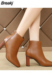 Work Short Shoes for Women Brown Female Ankle Boots Very High Heels Heeled Footwear Y2k Comfortable and Elegant