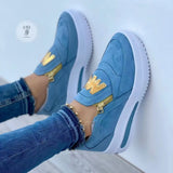 Women Casual Sneakers M Printed Side Zipper Platform Vulcanized Shoes Zapatillas Mujer Sapato Plataforma Feminino Sneakers
