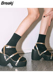 High Heels Women Sandals Summer Hot Fashion Ankle Buckle Single Shoes Korean Style Simply Retro Muffin Bottom