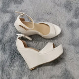 Women Summer Shoes 2023 Sexy Open Toe Ankle Strap Platform High Heels Wedge Sandals Party Wedding Dress Ladies Shoes