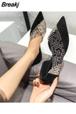 Sexy Side Hollow Flat Shoes Female Pointed Toe Baotou Rhinestone Hollow Single Shoes Loafers Women Ladies Flat