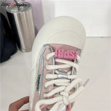 Women Vulcanized Shoes Chunky Sneakers Women Flats New Design Sport Shoes Lace Up Women Shoes Fashion Walking Sneakers